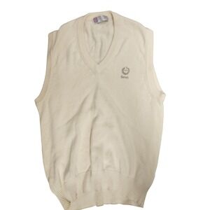 Slazenger‎ Sweater Vest Mens Large Cream Cotton Golf V Neck Everett Embroidered
